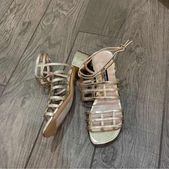Nine West Shoes - Nine West Gold Strappy Block Heels